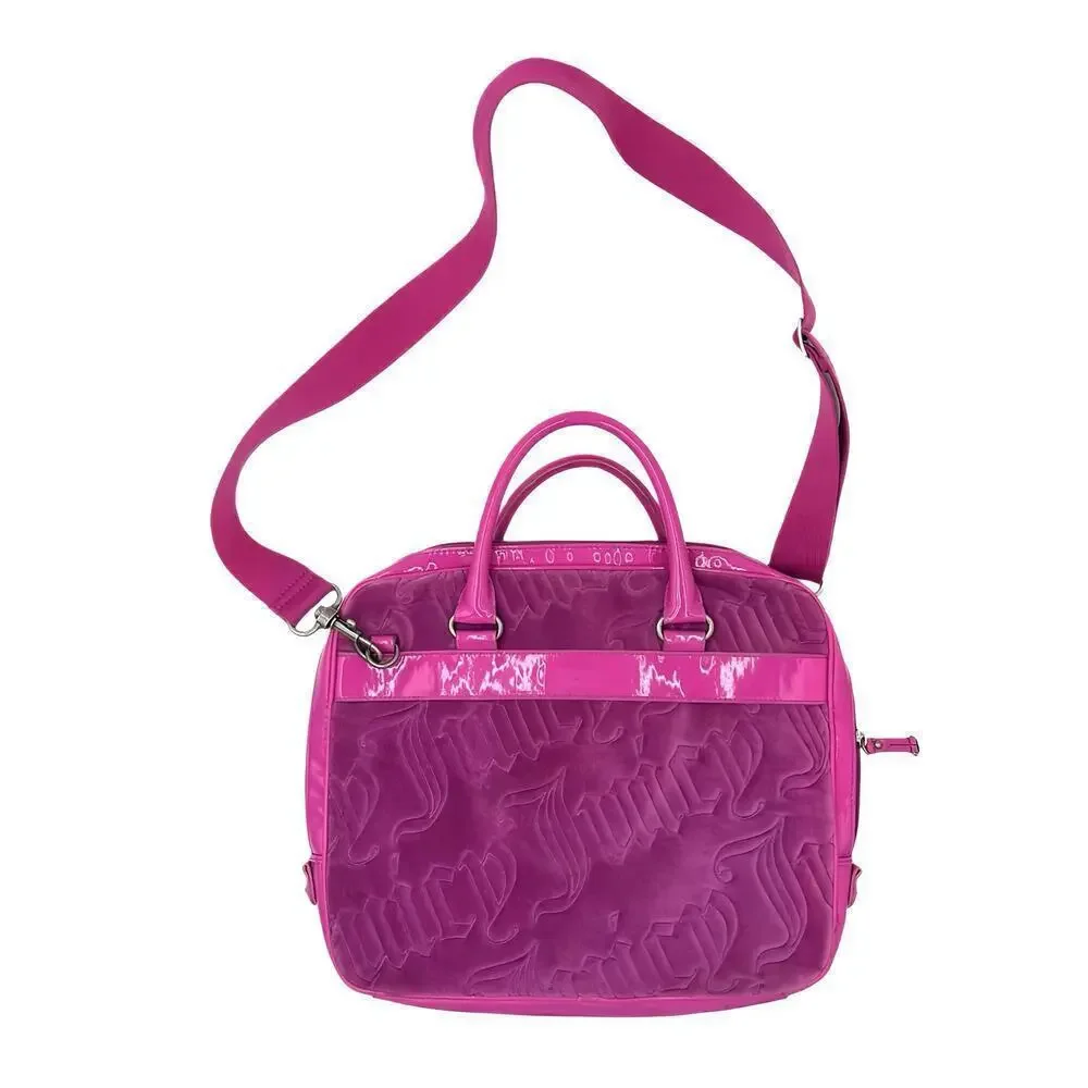 Vintage 2009 Juicy Couture Pink Velour Laptop Bag Y2K McBling Crossbody Tote